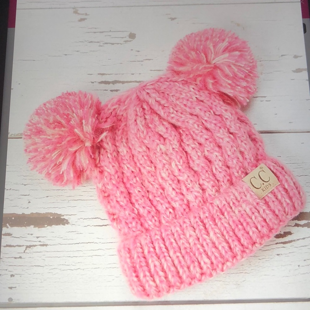 Bubblegum pink melange Pom-Pom Beanie Kids